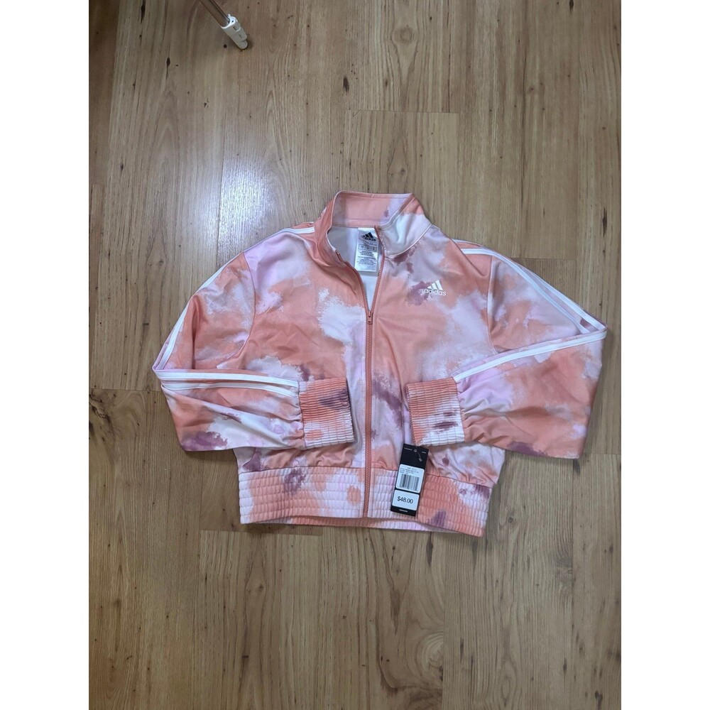 Adidas Girl Peach Pink Toe Dye Zip Jacket